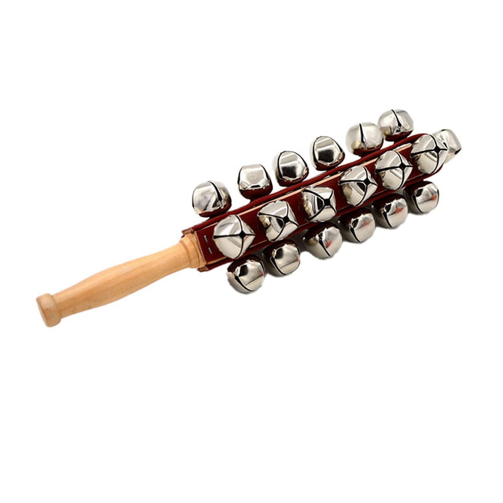 Handheld Jingle Bells Stick - Wooden Shaker With 25 Bells For Christmas, Holiday Music & Home Decor