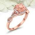 thumbnail image 3 of HeartsAndYou 2ct Natural Morganite & Diamond Engage Ring Twist Shank Halo 14k SOLID Rose Gold, 3 of 9