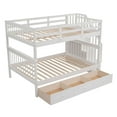 thumbnail image 4 of Newest Full over Full Bunk Bed with Storage Staircase & Drawer, Classic Solid Wood Frame with Guardrail, White, 4 of 11