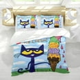 thumbnail image 5 of Pete the Cat-themed Bed Sheet Set Three Piece Set Comfortable And Skin Friendly Unique Design Home Decor Gifts For Family Friends fans54''x79''（135cm*200cm）, 5 of 6