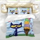 thumbnail image 5 of Pete el Gato Conjunto de sábanas temático, trío de piezas, cómodo y amigable con la piel, diseño único, regalo de decoración para el hogar para familiares, amigos y fans,173cm *218cm, 5 of 6