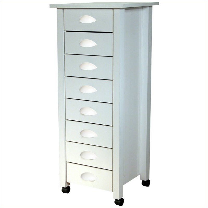 Venture Horizon 8 Drawer Wood Mobile Filing Cabinet In White