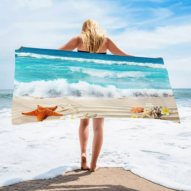 Toalla de playa sobredimensionada para adultos 55x28, toalla de piscina a rayas de secado rápido para hombres y mujeres, toalla de baño para viajes y camping sin arena blanda