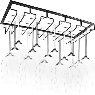 Porte-Verres Suspendu - Support de Verre à Vin avec 5 Rails pour 10-15 Verres, 50 x 22,5 x 5,5 cm, Avec Vis, Utilisé Dans le Bar, Armoire à Vin, Cuisine (5 Rails)