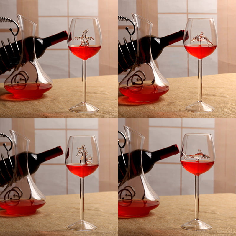 Rose Flower Shape Wine Glass Dolphins Red Wine Goblet Party Mug Cocktail Glasses