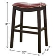 thumbnail image 3 of New Ridge Home Goods Julian 30" Faux Leather and Wood Barstool in Red/Espresso, 3 of 7