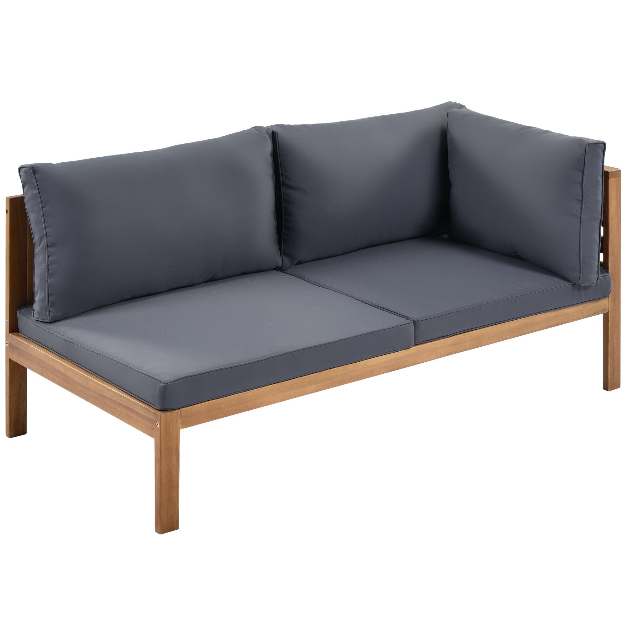 Harper & Bright Designs Acacia Wood Outdoor Sectional Furniture with Coffee Table, Patio Modular Sectional Sofa Set, Garden L-Shaped Conversation Set with Cushions, Gray