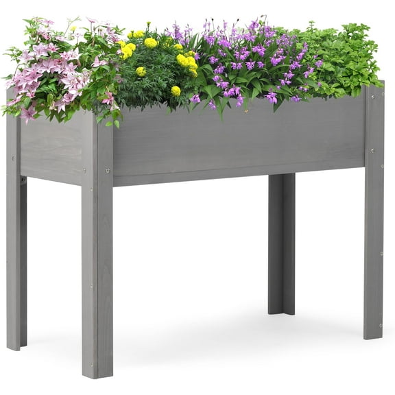 Cedar Raised Garden Bed with Legs, Elevated Planter Box for Flower/Herb/Backyard/Patio/Balcony