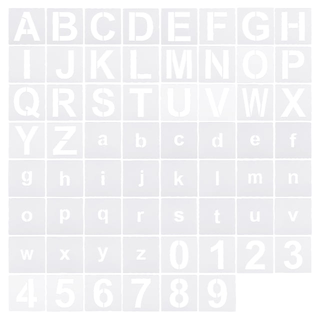 Unique Bargains 2 Inch Letter Number Stencils 2.5' Width Reusable Alphabet Numbers Templates Set, White 62 Pack