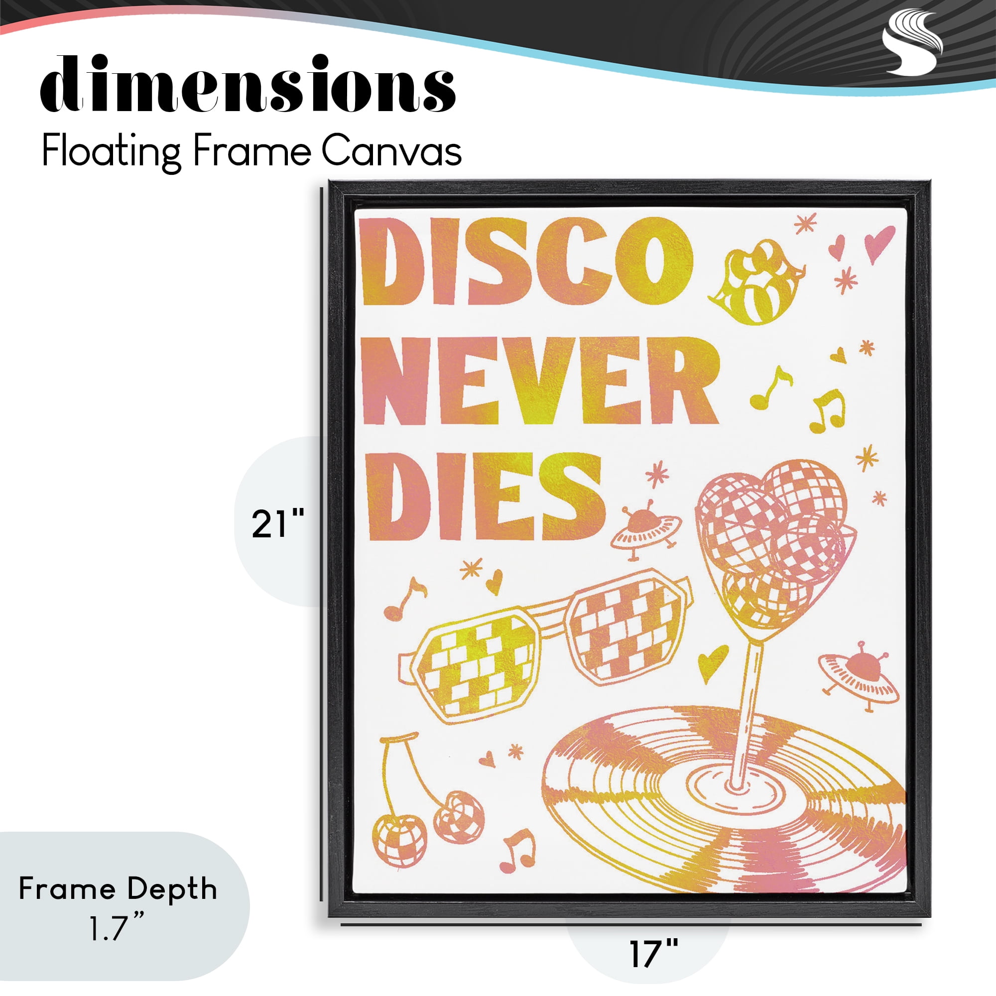 Stupell Industries Disco Never Dies Black Framed Floater Canvas Wall Art, design by Ziwei Li