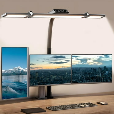 DKTIOP Large Desk Lamps for Home Office, 27.1 Architect Desk Lamp with Clamp, 24W Ultra Bright LED Desk Light Stepless Dimming Eye-Caring Office Desk Lamp for Study Work