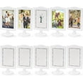 thumbnail image 1 of 10 PCS Double Sided Standing Picture Frames 4x6 Inch, Plastic Pedestal Photo Frame Bulk, White Vertical Picture Holder with Inserts & Base, Display Picture Frames for Wedding, Table, 1 of 5