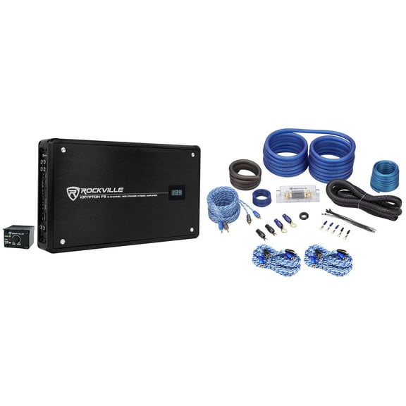 Rockville Krypton F5 3200 Watt 5 Channel Car Amplifier w/ Volt Meter Amp Kit