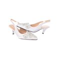 thumbnail image 3 of Women's Low Heel Closed Toe Slingback Pumps Rhinestone Comfortable Dress Shoes-White-12, 3 of 3