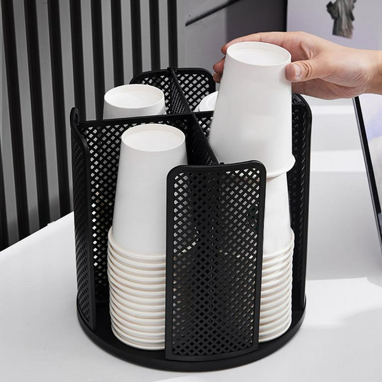 BATTIPAW Rotatable Cup and Lid Organizer with 4 Compartments, Coffee Cup  Dispenser, Paper Cup Storage Holder, for Countertop Bathroom Kitchen  Bedroom