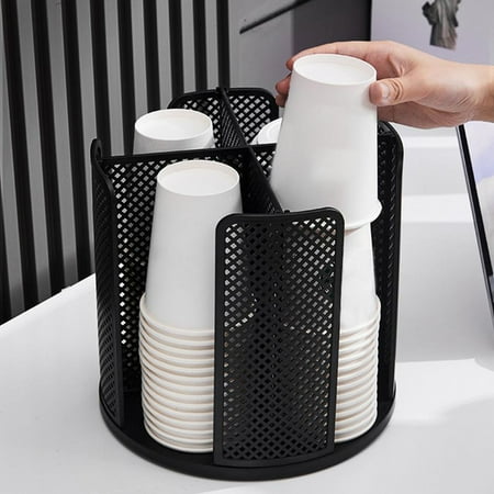 

Ghopy Cup Dispenser Rotatable 4 Compartment Cups and Lids Holder