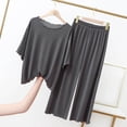 thumbnail image 2 of Jamicy Womens Lounge Set 2026 Summer 2 Piece Outfits Oversized Crew Neck Short Sleeve Tops & Wide Leg Pant Matching Sets Home Wear Clothing, 2 of 6