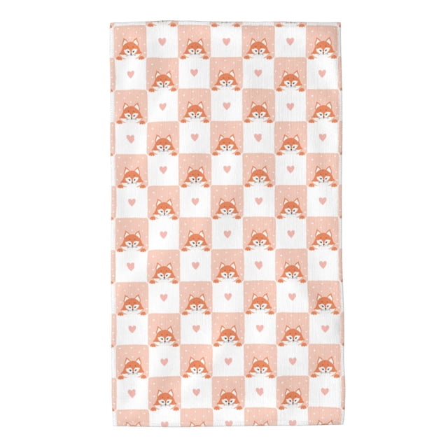 Fotbe love plaid fox Toalla Premium con Patrón, Toalla de Microfibra de Secado Rápido, Ligera y Altamente Absorbente (27.5x16in), Ideal para Uso Diario