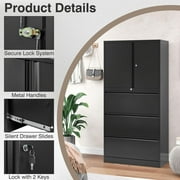 Fesbos File Cabinets, Metal Filing Cabinet, Lateral Filing Cabinet with 3 Drawers, 65 H File Cabinet for Home Office, Lockable File Cabinet Office Storage Cabinet for Letter/Legal/A4 Size Files