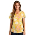 thumbnail image 3 of Plus Size Womens Easter Scrubs Stretchy Short Sleeve V-Neck Cute Rabbits Eggs Scrub Tops Print Medical Nurse Uniforms Working T-Shirts with Pockets, 3 of 5