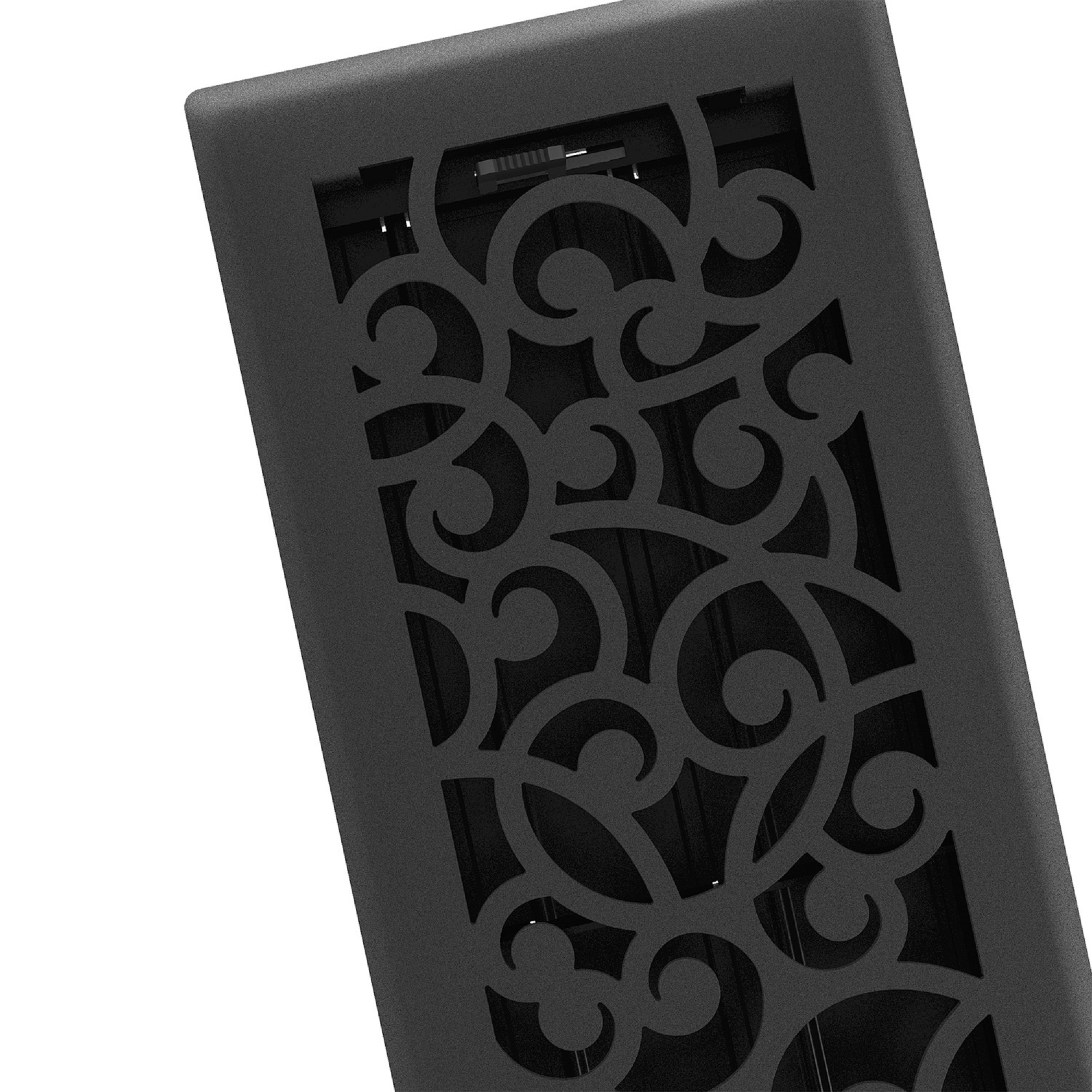 4in x 12in Wonderland Style Black Iron Metal Heating and Cooling Air Floor Register (2 PACK) - Overall 5 1/4" x 13 1/4"