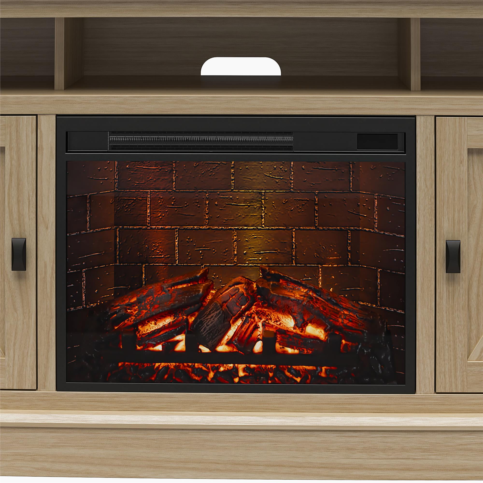 Ameriwood Home Ashton Lane Fireplace TV Stand, Spring Pine