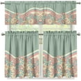 thumbnail image 4 of Green Groovy Flower Kitchen Window Tier Curtain and Valance 3 Pcs,Colorful Boho Hippie Floral Window Curtain for Bedroom，Living Room，Coffee Shop Decor S, 4 of 6
