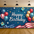 thumbnail image 4 of Patriotic Theme Happy Birthday Banner Decorative Design Balloon Decoration Star Accents for Birthday Party Celebration Event, 4 of 7