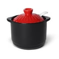 thumbnail image 1 of Bol à Sucre en Forme de Casserole Rétro, Couvercle Coloré avec Cuillère en Céramique, Pot à Sucre en Céramique, Pots à Épices en Porcelaine-Rouge-280ml, 1 of 7