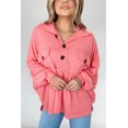thumbnail image 4 of a.Jesdani Chic Pink Henley Top - Oversized Fit with Pockets - Long Sleeves, 4 of 8