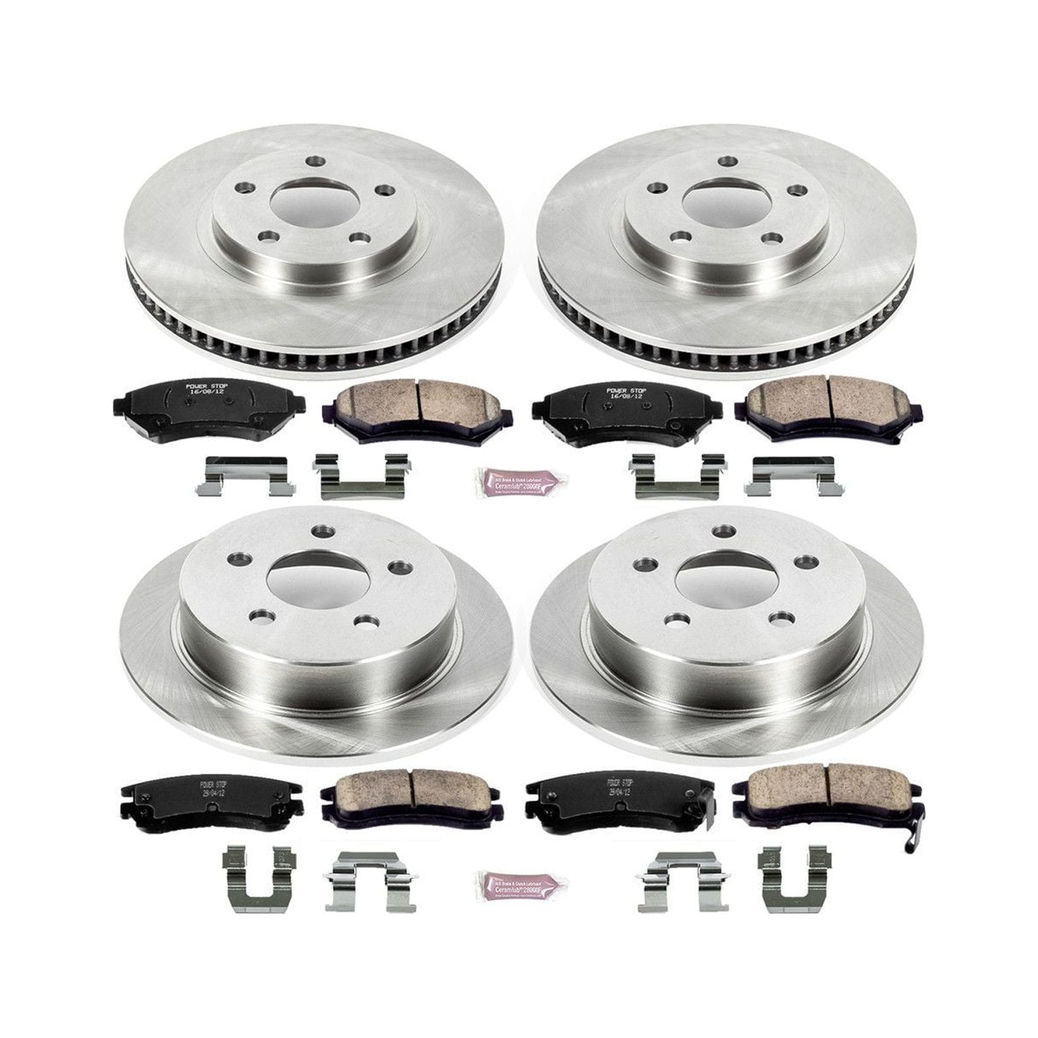 Power Stop Front and Rear Stock Replacement Brake Pad and Rotor Kit KOE1544