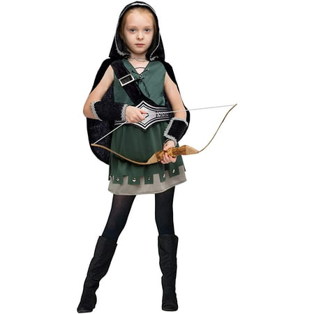 Warrior Night Hooded Huntress Costume for Halloween Tween Girls with