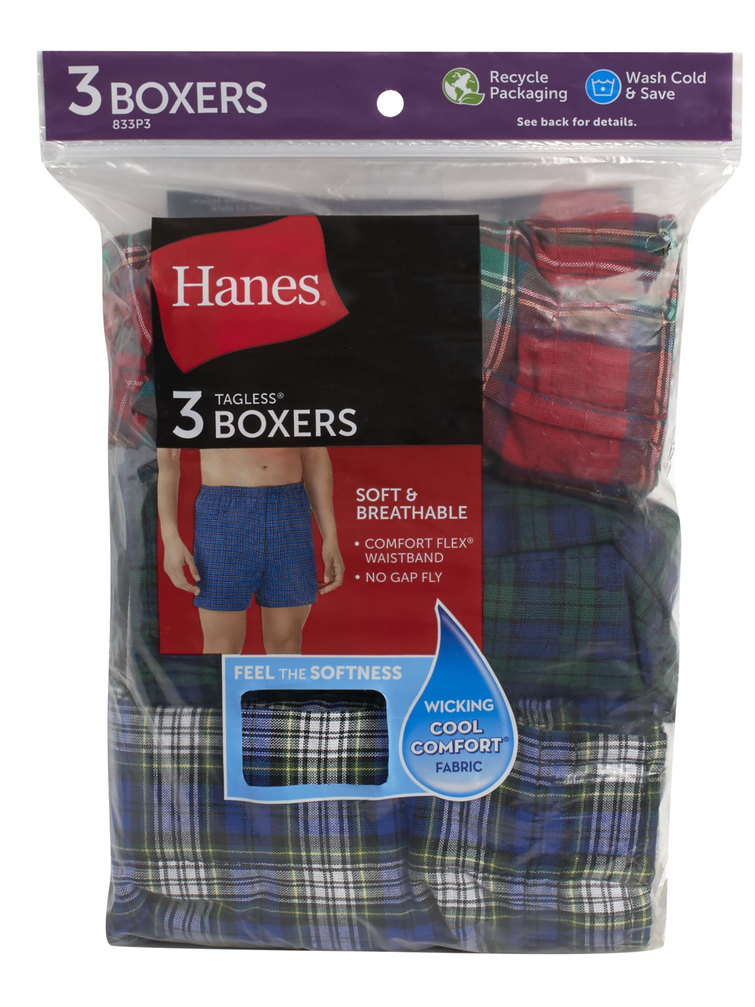 Men's Woven Boxers, 3 Pack