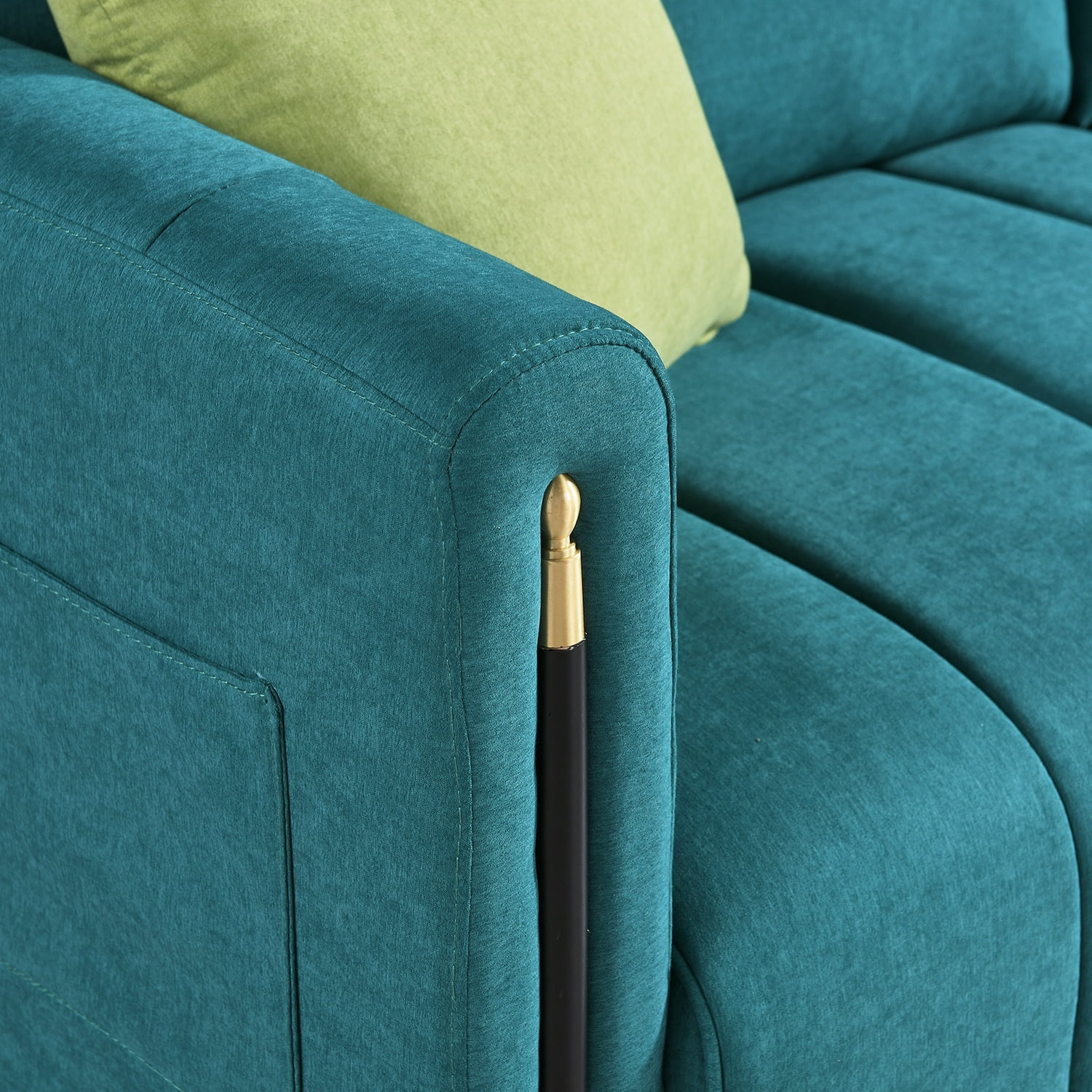 Kadyn 76.3 inch Fabric Couches, Deep Seat Sofa with 2 Side Pockets, Modern Fabric Sofa for Living Room, Movable Back, Green