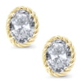 thumbnail image 3 of Gem Stone King 2.60 Ct Oval 8x6mm White Topaz 14K Yellow Gold Stud Earrings for Women Men, 3 of 5