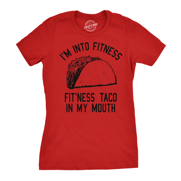 Womens Fitness Taco Funny Gym T Shirt Cool Humor Graphic Muscle Tee for Ladies (Red) - XL