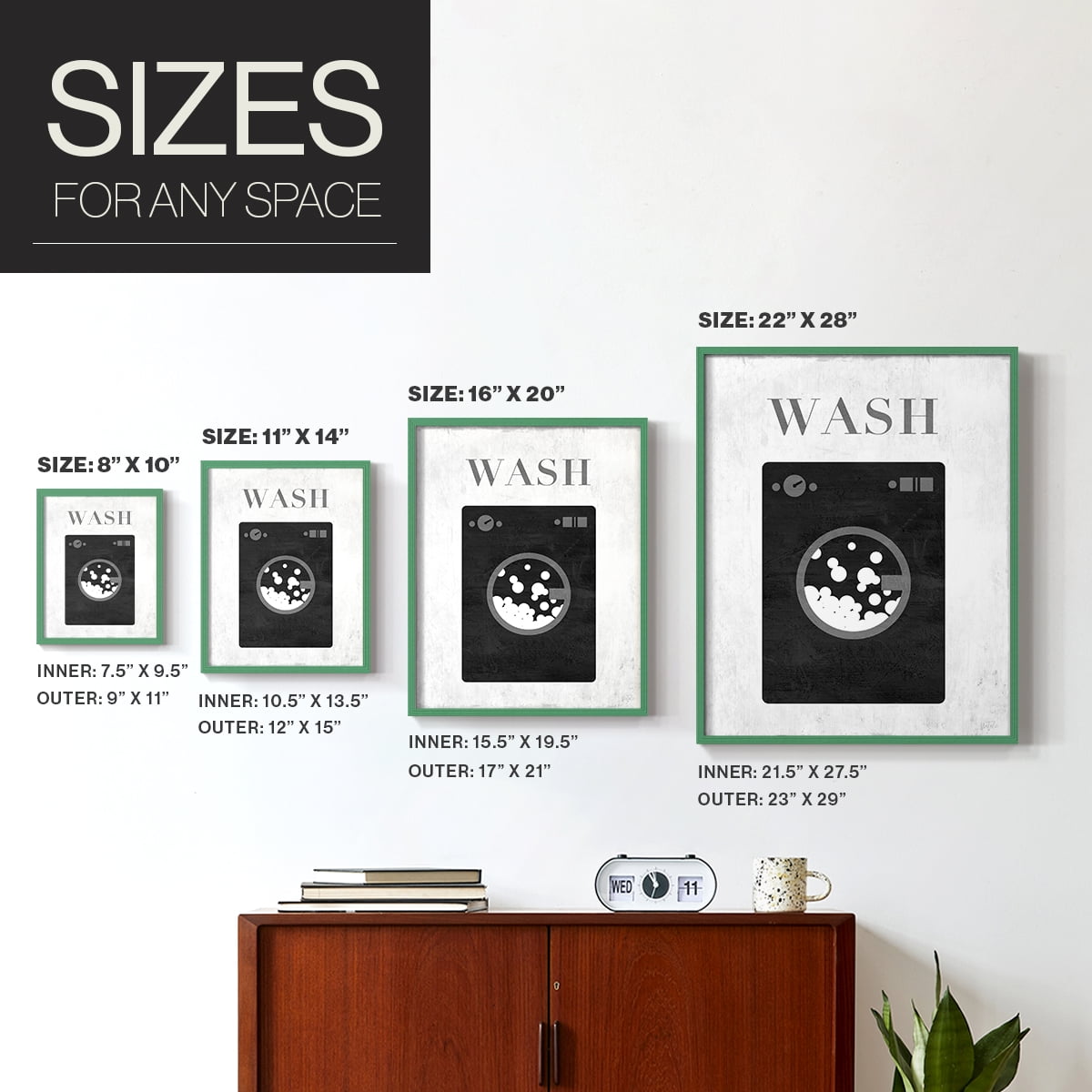 Wash Framed Print in Green Solid Wood 11 x 14 Framed Print