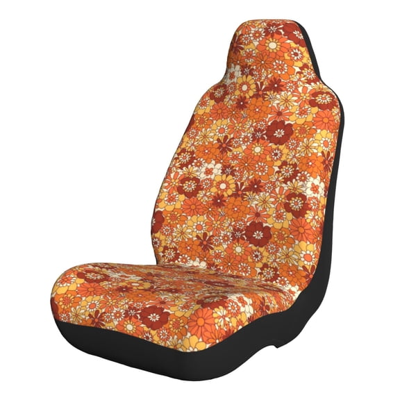 Xecao Hippie Flower for Automotive Seat Covers for Cars Trucks and SUVs – Gray Car Seat Covers for Front Seats, Truck Seat Protectors-1