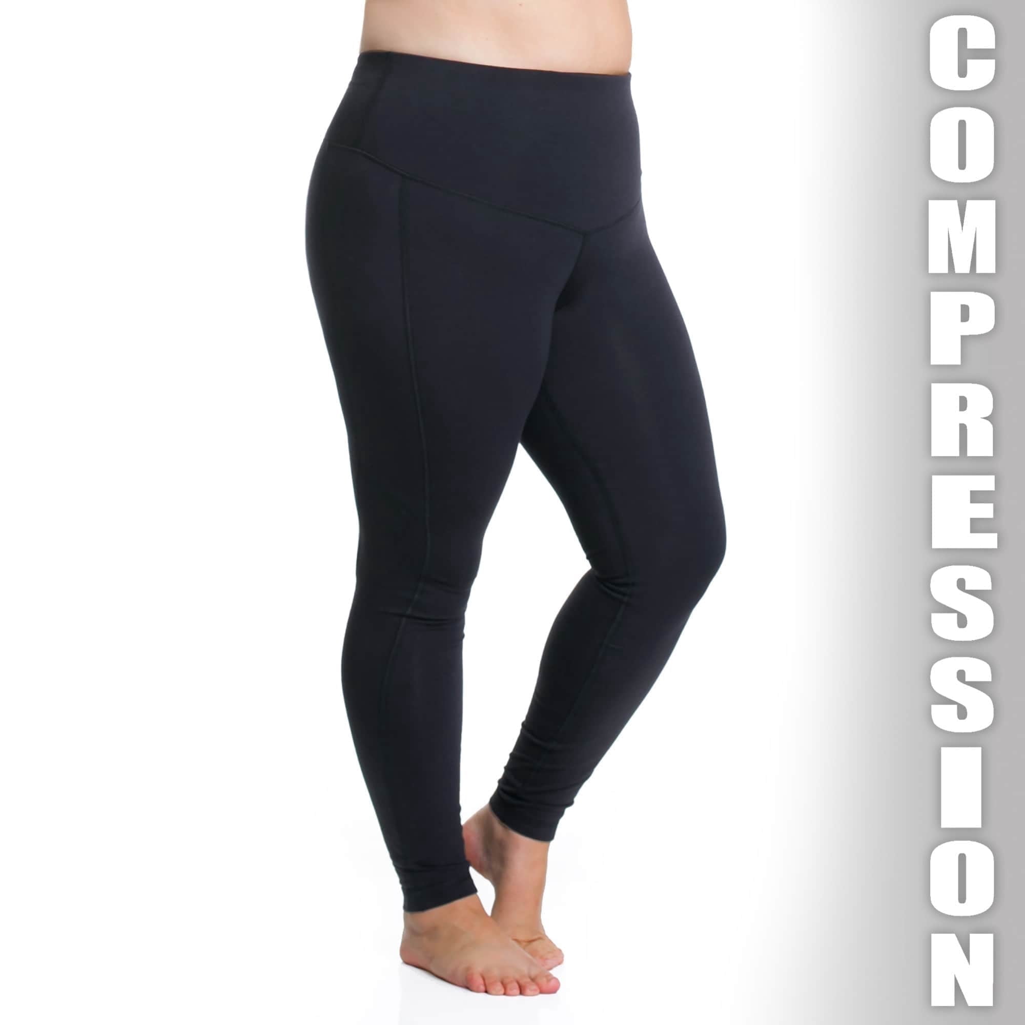 Rainbeau Curves Basic Compression Legging, Women's Plus Black 30/32
