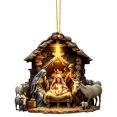 thumbnail image 2 of House-Shaped Manger Nativity Acrylic Christmas Ornament, Sublimation Printed Religious Hanging Decor, Traditional Nativity Keepsake for Tree, Wall & Car, 3.15 in,D, 2 of 6