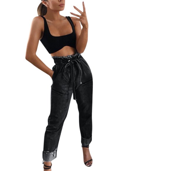 Ketyyh-chn99 Jeans for Women Womens Work Pants Simply Stretch Pull-On Super Skinny Jeans Black,L