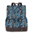 thumbnail image 1 of Easygdp Blue Leaves A Mochila de Cuero para Mujeres, Bolso de Hombro, Bolsos de Mano de Moda para Trabajo y Viajes, 1 of 4