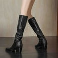 thumbnail image 2 of Mostsola Knee High Boots Women Slouchy Square Toe Heel Mid Calf Boots Pull on Fall Boots, 2 of 8