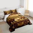 thumbnail image 3 of jejeloiu Wildlife Bear Deer Queen Comforter Set,Country Floral Flowers Bedding Sets,Beige Brown Bedding Comforter Set For Boys,Super Cozy Room Decor Reversible,3-Piece, 3 of 8