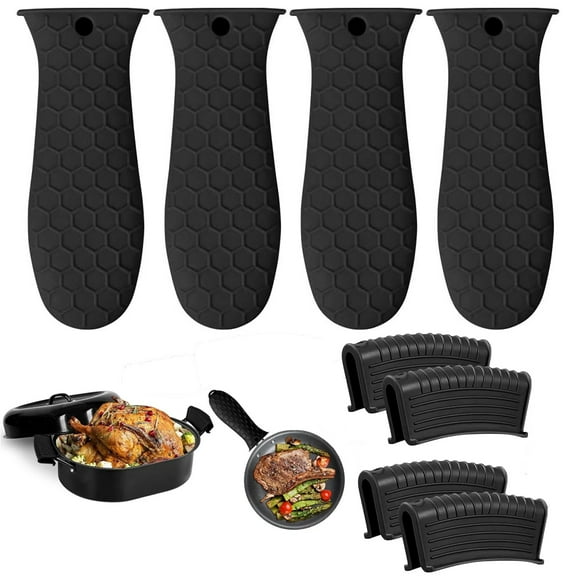 Yunnyp 8pcs Silicone Hot Handle Holders, Non-Slip Pot Handle Sleeves for Cast Iron Skillets, Kitchen Cookware Accessories