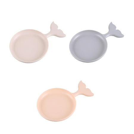 

TOYMYTOY 3 Pcs Fish Shape Serving Plate Desserts Tray Fruit Snack Dish Tablerware (Grey Pink and Beige)