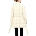 thumbnail image 4 of QUNYINEY Jackets for Women Beige Puffer Winter Full Zip Outerwear Loose Fit Long Sleeve Collar with Belt Women Coats, 4 of 9