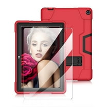 SOATUTO For Walmart Onn 10.1 Pro Tablet Case With 9H HD Clear Screen Protector / Onn 10.1 Pro Case Shockproof Rugged Soft Silcone Protective For Walmart Onn 10.1 inch Pro 100003562 - Red Black/1 Pcs