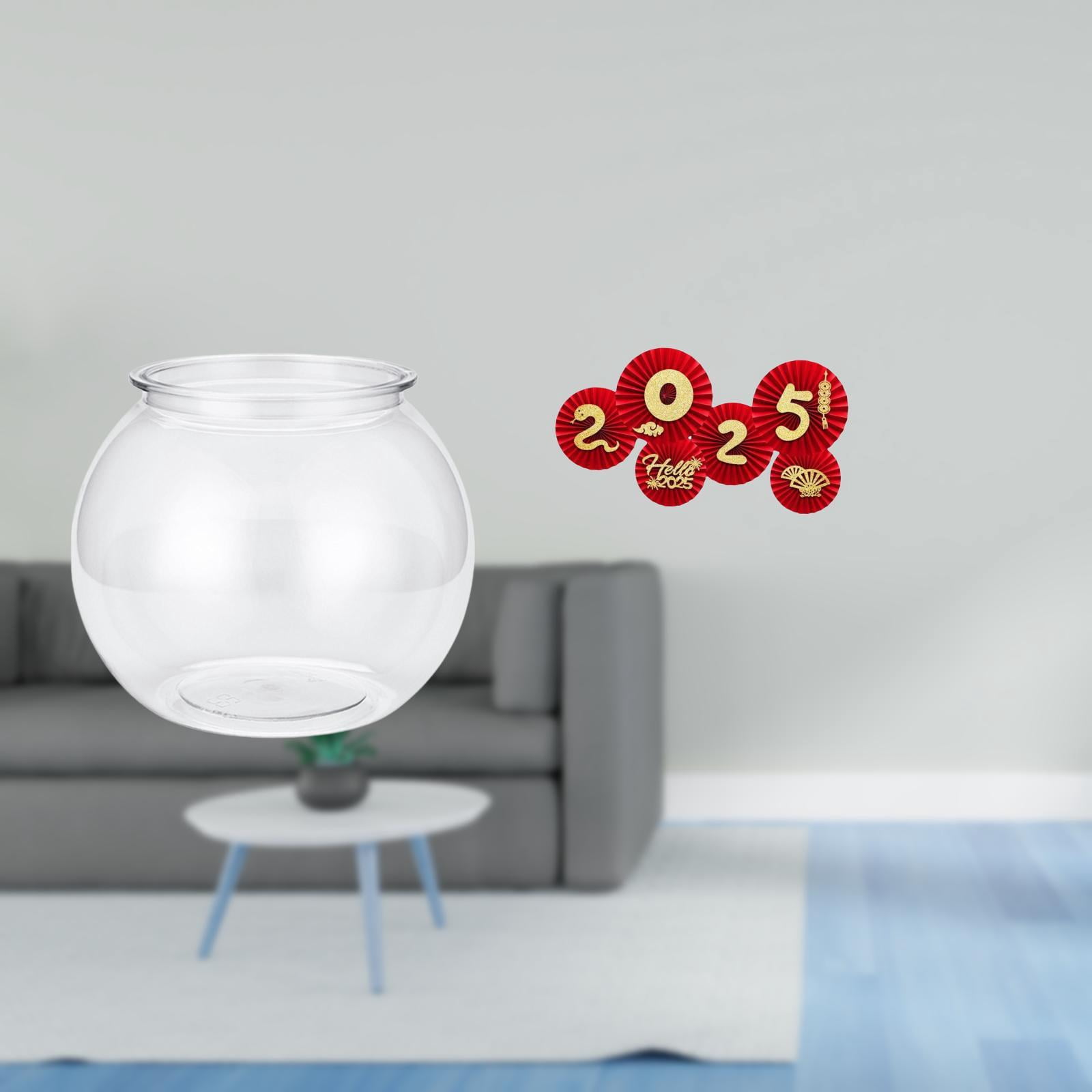 Desktop Aquarium Tank Transparent Fish Bowl Vase PP Material with Folding Fans for Living Room Spring Festival Decor