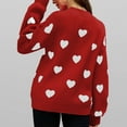 thumbnail image 4 of AGWOLF Cute Sweaters for Women Chunky Crewneck Knit Pullover Casual Heart Print Long Sleeve Jumper Trendy Drop Shoulder Tops, 4 of 5